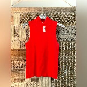 ❤️ NWT GAP red mock neck sweater tank sz S-Tall